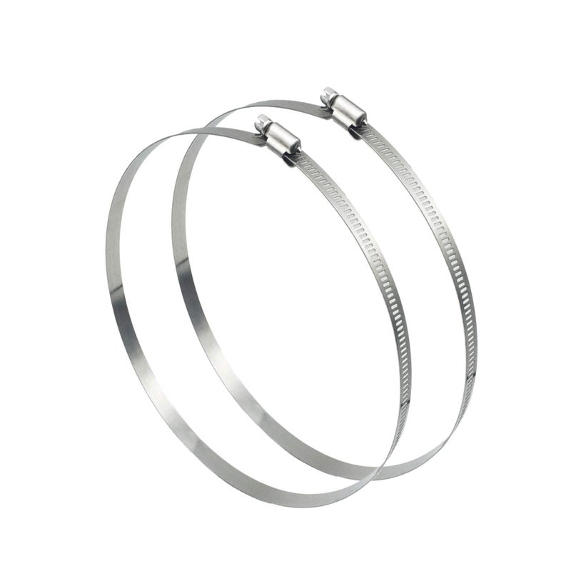 EesTeck 2Pcs 12"(Diameter) Adjustable 304 Stainless Steel Duct Clamps Hose Clamp Pipe Clamp Air Ducting Clamp worm drive hose clamps (289mm-311mm) - Image 1